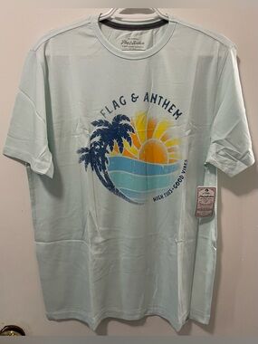 Flag & Anthem Men’s Mint Beach Sun Tree Graphic Tee Short Sleeve T-Shirt Medium